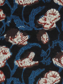 Black Indigo Maroon Beige Hand Block Printed Cotton Fabric Per Meter - F001F1843