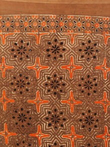 Brown Rust Black Ajrakh Hand Block Printed Modal Silk Saree in Natural Colors - S031703364