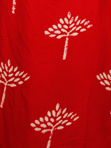 Red White Hand Block Printed Chiffon Saree with Zari Border - S031702791