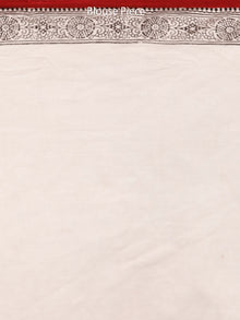 Light Beige Maroon Black Bagh Printed Maheshwari Cotton Saree - S031703323
