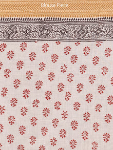 Light Beige Maroon Black Bagh Printed Maheshwari Cotton Saree - S031703323
