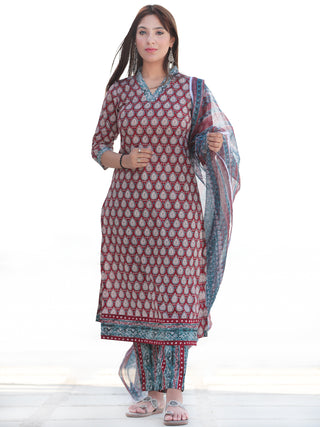 Nayab Tarifa - Set of Kurta Pants & Kota Dupatta - KS54A2544D