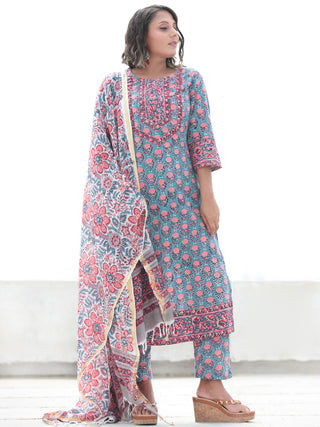 Jashn Gulrez - Set of Kurta Pants & Dupatta - KS06A2494D