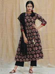 Aabida - Hand Block Printed Anarkali Kurta Palazzo Set With Dupatta - SS01F1806