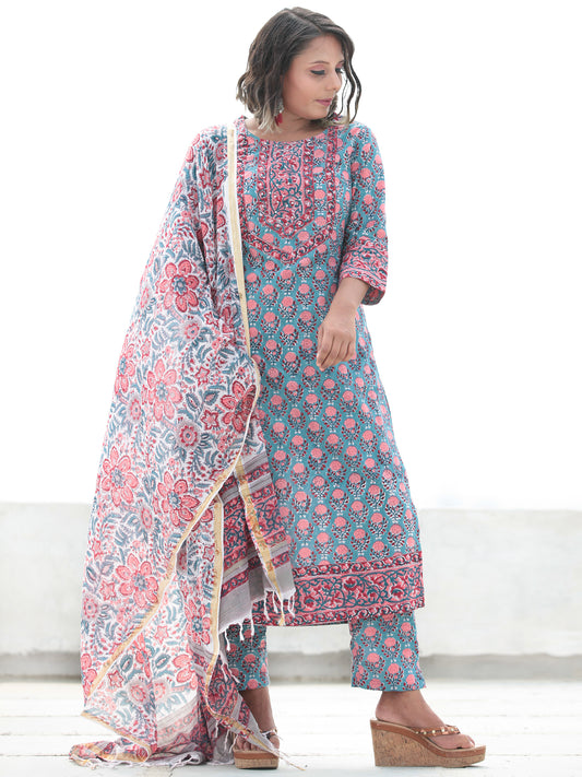 Jashn Gulrez - Set of Kurta Pants & Dupatta - KS06A2494D