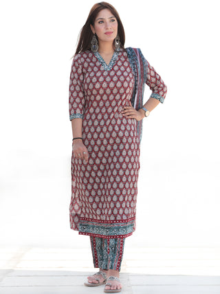 Nayab Tarifa - Set of Kurta Pants & Kota Dupatta - KS54A2544D