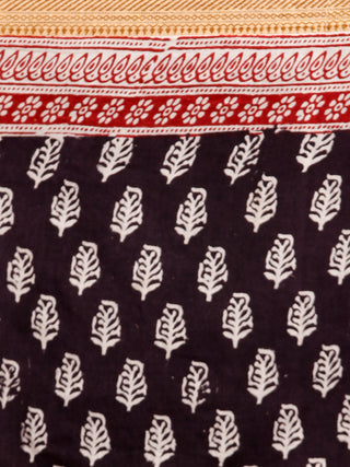 Black Maroon Beige Bagh Printed Maheshwari Cotton Saree - S031703300