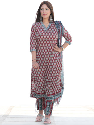 Nayab Tarifa - Set of Kurta Pants & Kota Dupatta - KS54A2544D