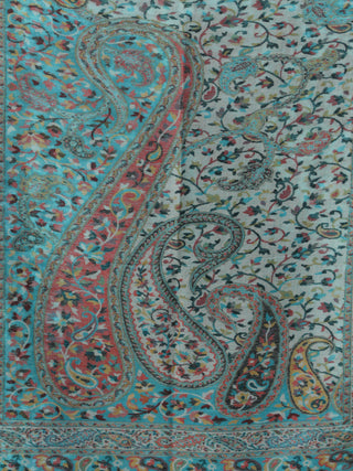 Blue Coral Multi Color Kani Jamawar Pure Cashmere Woollen Stole - S200584