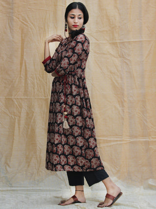 Aabida - Hand Block Printed Anarkali Kurta Palazzo Set With Dupatta - SS01F1806