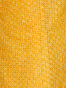 Yellow Orange Rust Hand Block Printed Kota Doria Saree in Natural Colors - S031703108