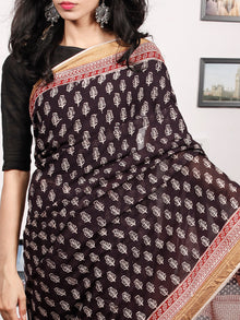 Black Maroon Beige Bagh Printed Maheshwari Cotton Saree - S031703300