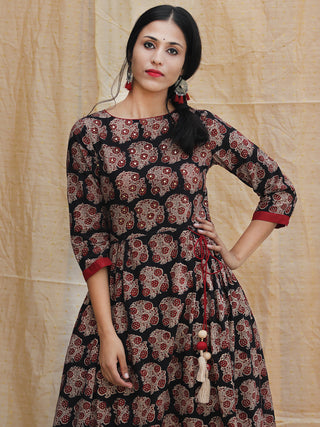 Aabida - Hand Block Printed Anarkali Kurta Palazzo Set With Dupatta - SS01F1806