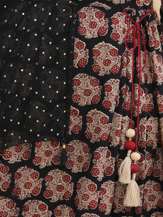 Aabida - Hand Block Printed Anarkali Kurta Palazzo Set With Dupatta - SS01F1806