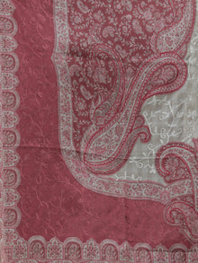 Beige Rosewood Pink Jamawar Aari Embroidered Woollen Kashmiri Stole - S200577
