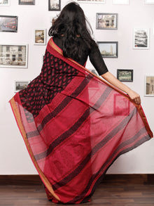 Black Pink Bagh Printed Maheshwari Cotton Saree - S031703325