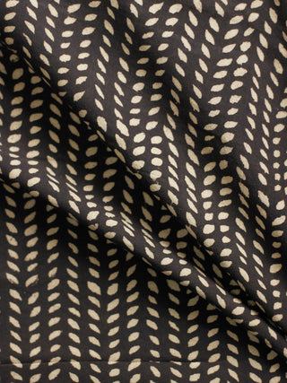 Black Beige Hand Block Printed Cotton Fabric Per Meter - F001F1828