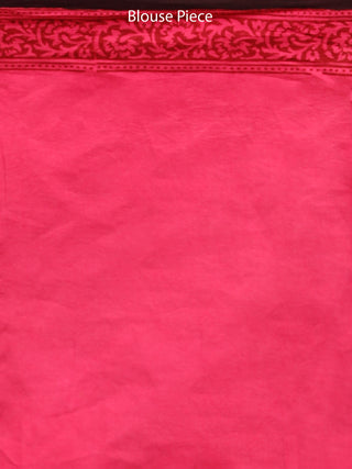 Pink Rust Black Bagh Printed Maheshwari Cotton Saree - S031703327