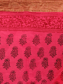 Pink Rust Black Bagh Printed Maheshwari Cotton Saree - S031703327
