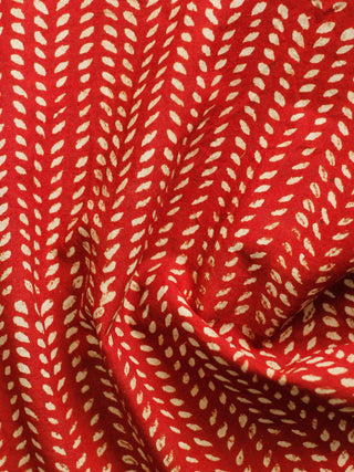 Beige Rust Hand Block Printed Cotton Fabric Per Meter - F001F1833