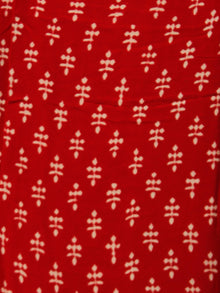 Red White Hand Block Printed Chiffon Saree with Zari Border - S031702796