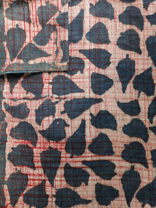 Ivory Indigo Red Hand Block Printed Cotton Fabric Per Meter - F001F1832