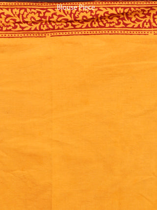 Yellow Orange Maroon Black Bagh Printed Maheshwari Cotton Saree - S031703329