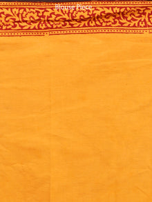 Yellow Orange Maroon Black Bagh Printed Maheshwari Cotton Saree - S031703329