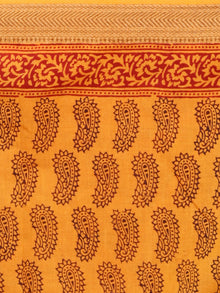 Yellow Orange Maroon Black Bagh Printed Maheshwari Cotton Saree - S031703329