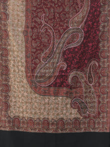 Beige Maroon Black Jamawar Aari Embroidered Woollen Kashmiri Stole - S200578