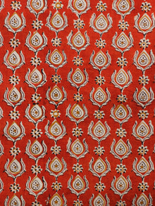 Rust & Beige Hand Block Printed Cotton Fabric Per Meter - F001F1834