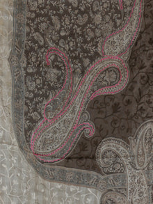 Beige Brown Jamawar Aari Embroidered Woollen Kashmiri Stole - S200586