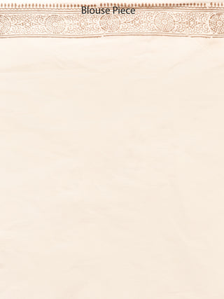 Beige Olive Green Bagh Printed Maheshwari Cotton Saree - S031703332