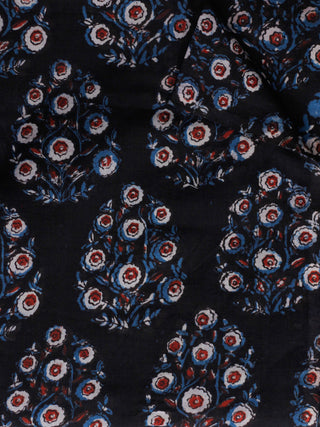 Black Ivory Red Hand Block Printed Cotton Fabric Per Meter - F001F1837
