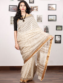 Beige Brown Bagh Printed Maheshwari Cotton Saree - S031703334