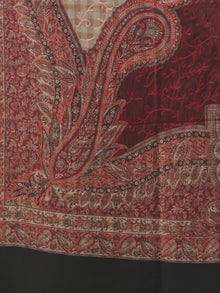 Beige Maroon Black Jamawar Aari Embroidered Woollen Kashmiri Stole - S200589