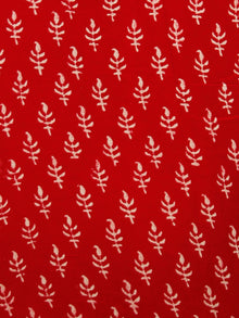 Red White Hand Block Printed Chiffon Saree with Zari Border - S031702802