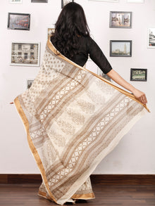 Beige Brown Bagh Printed Maheshwari Cotton Saree - S031703334