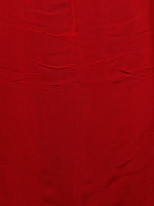 Red White Hand Block Printed Chiffon Saree with Zari Border - S031702802