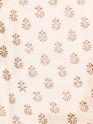 Beige Brown Bagh Printed Maheshwari Cotton Saree - S031703334