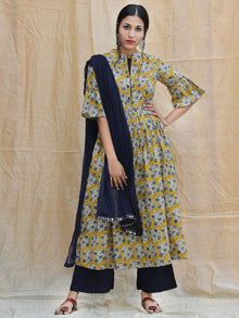 Gajal - Hand Block Printed Kurta Palazzo Set With Dupatta - SS02F1815