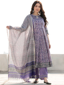 Zohra Anam - Set of Anarkali Kurta Palazzo & Kota Dupatta - KS13F2517D