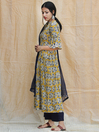 Gajal - Hand Block Printed Kurta Palazzo Set With Dupatta - SS02F1815
