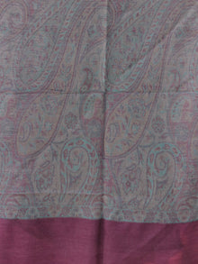 Grey Pink Sky Blue Pure Cashmere Wool Jamavar Stole  - S200579