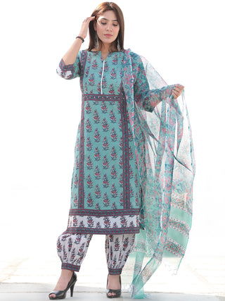 Nayab Sayma - Set of Kurta Salwar Pants & Kota Dupatta - KS14C2545D