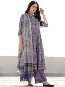 Zohra Anam - Set of Anarkali Kurta Palazzo & Kota Dupatta - KS13F2517D