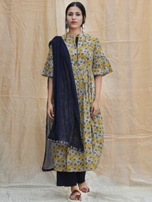Gajal - Hand Block Printed Kurta Palazzo Set With Dupatta - SS02F1815