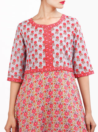 Pastel Flowers - Block Printed Kurta & Pants - Set of 2 - SS01F1860
