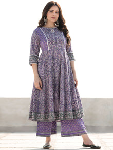 Zohra Anam - Set of Anarkali Kurta Palazzo & Kota Dupatta - KS13F2517D