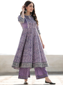 Zohra Anam - Set of Anarkali Kurta Palazzo & Kota Dupatta - KS13F2517D